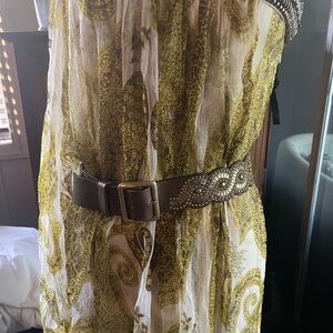 New! Gold Brown studded leather Belt